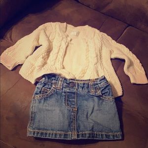 Baby sweater and jean skirt